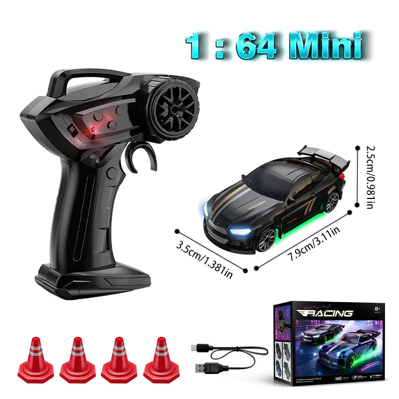 1/64 Scale Drift RC Car 2.4Ghz Desktop Mini Racing ESP Remote Control Car Model 4WD RC Vehicle Toys for Adults Children's Gifts