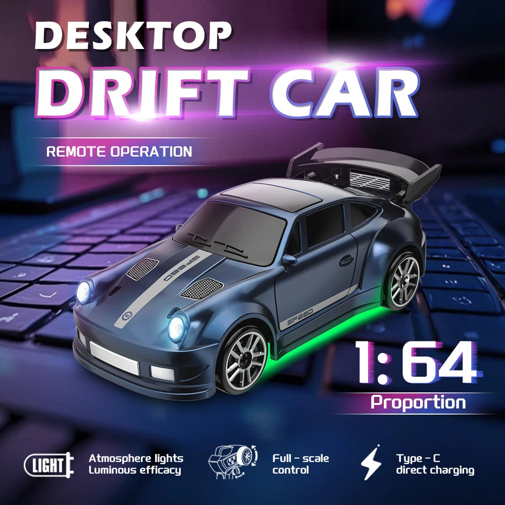 1/64 Scale Drift RC Car 2.4Ghz Desktop Mini Racing ESP Remote Control Car Model 4WD RC Vehicle Toys for Adults Children's Gifts