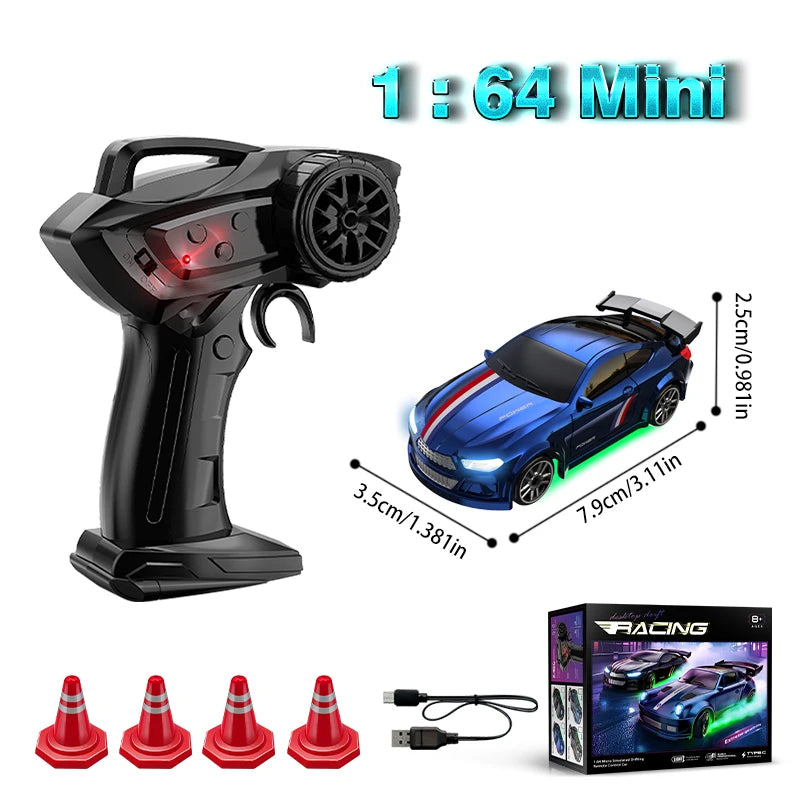 1/64 Scale Drift RC Car 2.4Ghz Desktop Mini Racing ESP Remote Control Car Model 4WD RC Vehicle Toys for Adults Children's Gifts