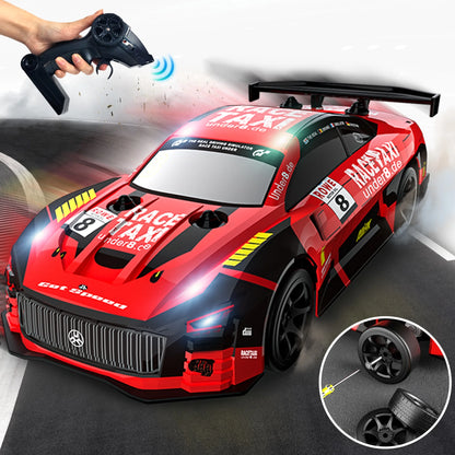 Drift RC Cars - Remote Control Car 1:24 Scale 4WD 15KM/H High Speed Racing Vehicle with LED Lights & 2 Rechargeable Batteries, Racing Sport Toy for Adults Boys Girls Kids