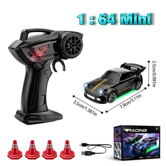 1/64 Scale Drift RC Car 2.4Ghz Desktop Mini Racing ESP Remote Control Car Model 4WD RC Vehicle Toys for Adults Children's Gifts