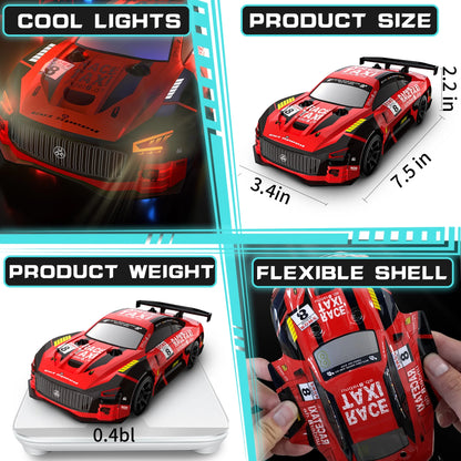 Drift RC Cars - Remote Control Car 1:24 Scale 4WD 15KM/H High Speed Racing Vehicle with LED Lights & 2 Rechargeable Batteries, Racing Sport Toy for Adults Boys Girls Kids